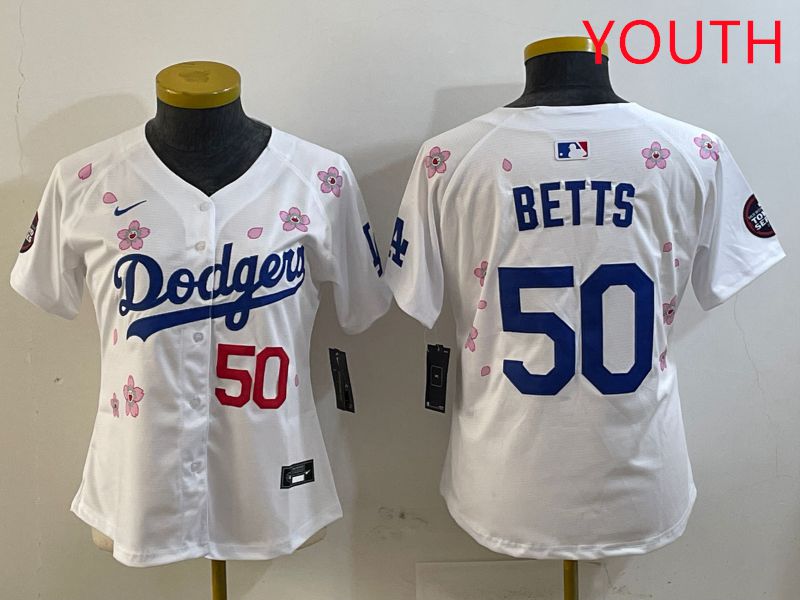 Youth Los Angeles Dodgers #50 Betts Sakura Edition 2025 Nike MLB Jersey style 4